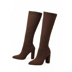 Fall Pure Color Chunky Knee Length High Boots Fall Pure Color Chunky Knee Length High Boots