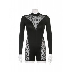 2024 Mesh High Neck Pure Color Women's Rompers  2024 Mesh High Neck Pure Color Women's Rompers