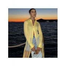 Tassel Button Up Solid Long Sleeve Ladies Tops