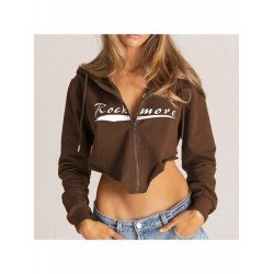 Vintage Loose Brown Cropped Hooded Collar Coats Vintage Loose Brown Cropped Hooded Collar Coats