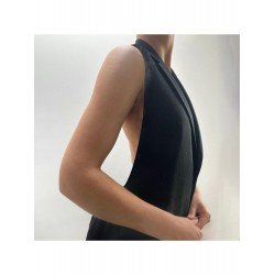 Ladies Open Back Halter Blazer Dress With Detachable Sleeve Ladies Open Back Halter Blazer Dress With Detachable Sleeve