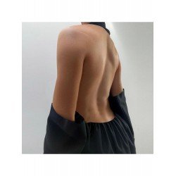 Ladies Open Back Halter Blazer Dress With Detachable Sleeve Ladies Open Back Halter Blazer Dress With Detachable Sleeve