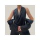 Ladies Open Back Halter Blazer Dress With Detachable Sleeve