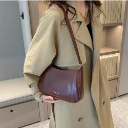  PU Pure Color Shoulder Bag For Ladies