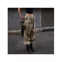 Wide Leg Solid Pocket Cargo Trouser Pants Wide Leg Solid Pocket Cargo Trouser Pants