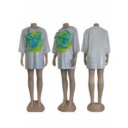 Summer Sequins Stylish Pattern Women's Long Sleeve Dress  Summer Sequins Stylish Pattern Women's Long Sleeve Dress