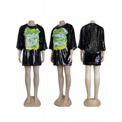 Summer Sequins Stylish Pattern Women's Long Sleeve Dress  Summer Sequins Stylish Pattern Women's Long Sleeve Dress