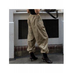 Wide Leg Solid Pocket Cargo Trouser Pants Wide Leg Solid Pocket Cargo Trouser Pants
