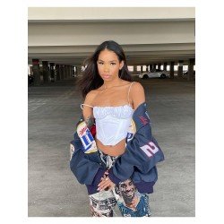 Ladies White Spaghetti Straps Camisole Tops 