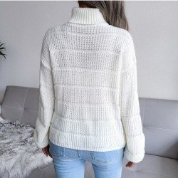  Casual High Neck Pure Color Women's Sweater