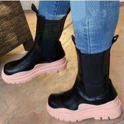Casual Contrast Color Platform Boots