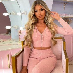 Hooded Solid Solid 2 Piece Outfit Sets