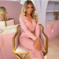 Hooded Solid Solid 2 Piece Outfit Sets