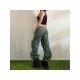 Street Solid Wide Leg Cargo Jean Trousers