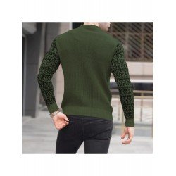 Autumn Men's Printed Knitting Colorblock Sweater  Autumn Men's Printed Knitting Colorblock Sweater