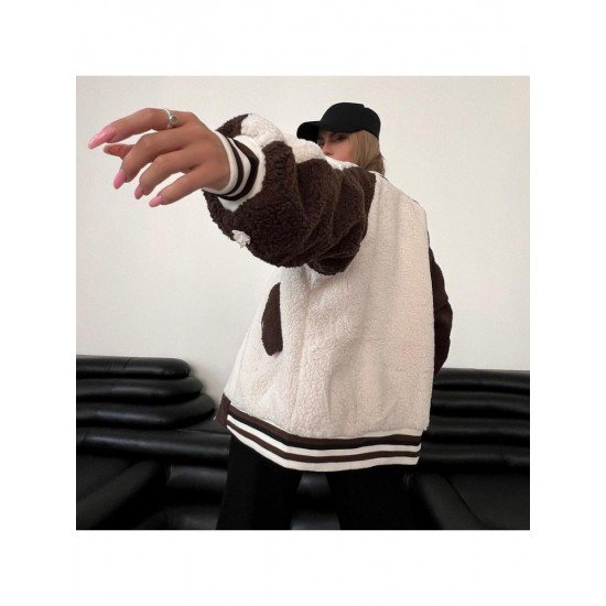 Spring Vintage Contrast Color Lamb Baseball Coats