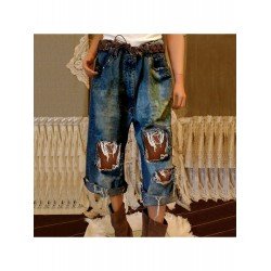 Casual Pure Color Ripped Jeans For Women Casual Pure Color Ripped Jeans For Women