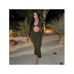 Pure Color Crop Top And Long Skirt Suits  Pure Color Crop Top And Long Skirt Suits