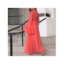 Sexy V-Neck Flare Sleeve Evening Dress  Sexy V-Neck Flare Sleeve Evening Dress