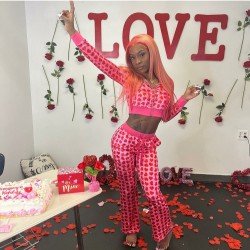  2024 Autumn Heart Printing Hooded Trouser Sets