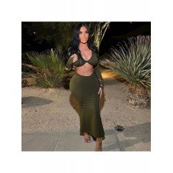 Pure Color Crop Top And Long Skirt Suits  Pure Color Crop Top And Long Skirt Suits