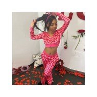  2024 Autumn Heart Printing Hooded Trouser Sets