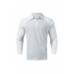 Quarter-zip Houndstooth Casual Fall Polo Shirts Quarter-zip Houndstooth Casual Fall Polo Shirts