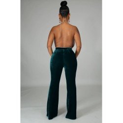 Trendy Black High Waist Elastic Waist Trousers