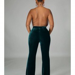 Trendy Black High Waist Elastic Waist Trousers