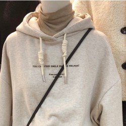  American Casual Letter Printed Hooded Women's Sweater