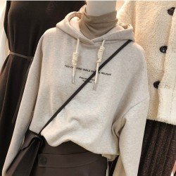  American Casual Letter Printed Hooded Women's Sweater