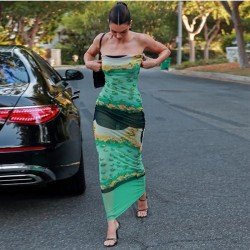  Fashion Backless Sleeveless Gauze Women's Sleeveless Dress