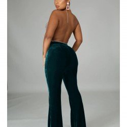 Trendy Black High Waist Elastic Waist Trousers