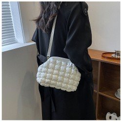  Korean Style Bubble PU Ruched Shoulder Bags