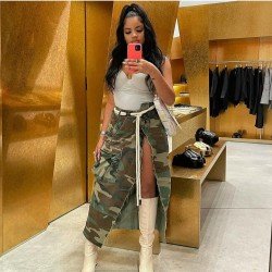  Fashion Personality Camouflage Split Women's Skirts