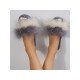  2024 Contrast Color Fur Slippers For Women