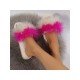  2024 Contrast Color Fur Slippers For Women