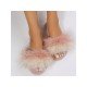  2024 Contrast Color Fur Slippers For Women
