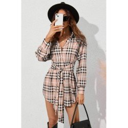 Casual Plaid Women's Long Sleeve Dress  Casual Plaid Women's Long Sleeve Dress