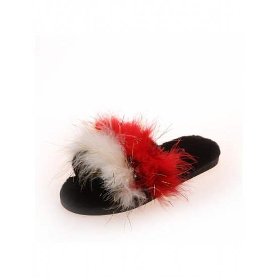  2024 Contrast Color Fur Slippers For Women