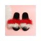 2024 Contrast Color Fur Slippers For Women