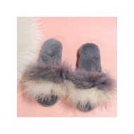  2024 Contrast Color Fur Slippers For Women
