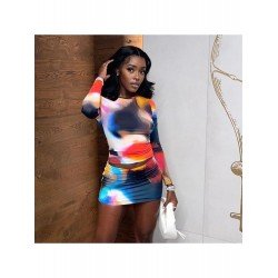 Tie-Dye Crop Top And Skirt Women's Suits  Tie-Dye Crop Top And Skirt Women's Suits