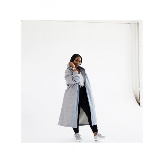  Loose Casual Hooded Pure Color Long Coat