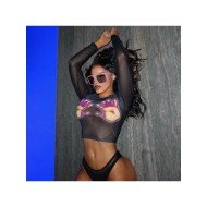  2024 Autumn See-through Mesh Women's Crop T-Shirt