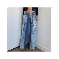 Designer Blue Wide Leg Low Rise Jean Pants Designer Blue Wide Leg Low Rise Jean Pants