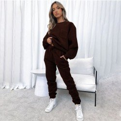  Corduroy Pure Color Casual Women's Trouser Suit