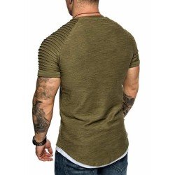 Men's Casual Sports Solid Ruched Short Sleeve T-Shirt  Men's Casual Sports Solid Ruched Short Sleeve T-Shirt