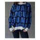  2024 Round Neck Loose Letter Contrast Color Sweater