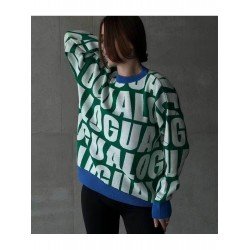  2024 Round Neck Loose Letter Contrast Color Sweater